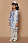 Buy_Pankhuri by Priyanka_Blue Cambric Cotton Hand Block Print Garden Kurta Set 