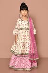 Adara Khan_Beige Cotton Printed And Embroidered Floral Anarkali Sharara Set_Online_at_Aza_Fashions