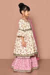Buy_Adara Khan_Beige Cotton Printed And Embroidered Floral Anarkali Sharara Set_Online_at_Aza_Fashions