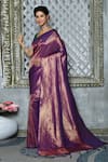 Buy_Nazaakat by Samara Singh_Magenta Silk Blend Woven Leaf Motifs Saree_at_Aza_Fashions
