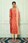 Buy_Aryavir Malhotra_Coral Stripe Embroidered Kurta Set_Online_at_Aza_Fashions