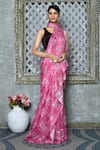 Buy_Khwaab by Sanjana Lakhani_Pink Soft Silk Geometric Motifs Saree _Online_at_Aza_Fashions