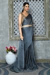 Shop_Nazaakat by Samara Singh_Grey Georgette Pleated Saree_Online_at_Aza_Fashions