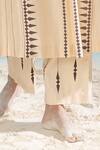 Ikai_Beige 100% Cotton Applique Nile Straight Pant  _Online_at_Aza_Fashions