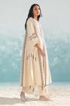 Buy_Ikai_Beige 100% Cotton Applique Nile Straight Pant  _Online_at_Aza_Fashions
