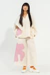 Buy_Stoique_Off White Cotton Patchwork Cypress Applique Work Flared Pant _Online_at_Aza_Fashions