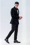 Amrit Dawani_Black Velvet, Cotton Shawl Lapel Collar Tuxedo Set _Online_at_Aza_Fashions
