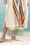 Ikai by Ragini Ahuja_Ivory Cotton Silk Chanderi Applique Round Nile Multi A-line Kurta  _Online_at_Aza_Fashions