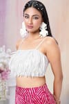 Shop_Amani_White Crop Top Semi Stretch Embroidered Sequin Square Fringe Tassel  _Online_at_Aza_Fashions