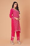 Shop_Amani_Pink Crepe Silk Embroidered Floral Round Pearl Kurta Set  _Online_at_Aza_Fashions