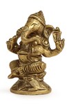 Amoliconcepts_Gold Brass Handcrafted Carved Ganesha Idol_Online_at_Aza_Fashions