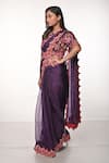 Soumodeep Dutta_Purple Silk Organza Embroidered Gujrati Sindhi Hand Border Saree With Blouse _Online_at_Aza_Fashions