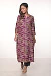 Shop_Soumodeep Dutta_Purple Chanderi Embroidered Kantha Notched Kurta With Pant _Online_at_Aza_Fashions