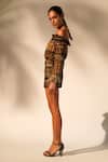 Nikita Mhaisalkar_Green Georgette Sequins Aztec Print Mini Skirt _Online_at_Aza_Fashions