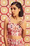 Buy_Betrue_White Handloom Organic Banana Silk Printed Kashan Square Neck Bustier  _Online_at_Aza_Fashions