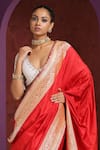 Weaver Story_White Raw Silk Embroidery Zardozi V Neck Blouse _Online_at_Aza_Fashions