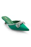 Anaar_Green Ornate Bow Debutante Embellished Kitten Heels _Online_at_Aza_Fashions