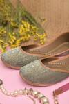 Buy_Coral Haze_Gold Anaya Glitter Juttis _Online_at_Aza_Fashions