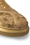 Shop_Anaar_Gold Embroidered Honeybee Gota Sneakers_at_Aza_Fashions