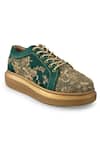 Buy_Anaar_Green Armani Satin Jungle And Jazz Embroidered Sneakers_Online_at_Aza_Fashions