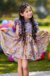 The Pony & Peony Co._Purple Cotton Printed Digital Flutter Sleeve Top And Skirt _Online_at_Aza_Fashions