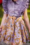 The Pony & Peony Co._Purple Cotton Printed Digital Flutter Sleeve Top And Skirt _at_Aza_Fashions
