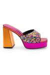Buy_Anaar_Multi Color Faux Leather Sunset Rhinestone Embellished Platform Heels_Online_at_Aza_Fashions