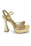 Buy_Anaar_Gold Rhinestones Lovers Knot Platform Heels _Online_at_Aza_Fashions