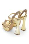 Anaar_Gold Rhinestones Lovers Knot Platform Heels _at_Aza_Fashions