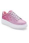 Anaar_Pink Rhinestones Sorbet Embellished Sneaker Wedges _Online_at_Aza_Fashions