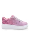 Buy_Anaar_Pink Rhinestones Sorbet Embellished Sneaker Wedges _Online_at_Aza_Fashions