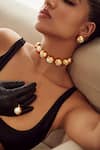 Anaash_Gold Plated Pearls Dune Encrusted Ear Studs _at_Aza_Fashions
