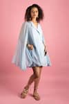 Style Junkiie_Blue Crepe Collared Breezy Kaftan Romper _Online_at_Aza_Fashions
