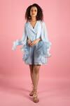 Buy_Style Junkiie_Blue Crepe Collared Breezy Kaftan Romper _Online_at_Aza_Fashions