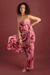 Buy_Style Junkiie_Pink Crepe Paisley Straight Sorbet Wrap Knotted Jumpsuit  _Online_at_Aza_Fashions