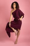 Style Junkiie_Wine Crepe One Shoulder Cut Out Midi Dress  _Online_at_Aza_Fashions