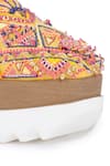 Shop_Anaar_Yellow Embroidered Kaleidoscope Sneaker Wedges _at_Aza_Fashions