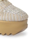 Shop_Anaar_Gold Embroidered A Toast To You Sneaker Wedges _at_Aza_Fashions