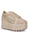 Buy_Anaar_Gold Embroidered Gatsby Sneaker Wedges_Online_at_Aza_Fashions