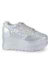 Shop_Anaar_Silver Disco 22 Signature Geometric Pattern Sneaker Wedges_Online_at_Aza_Fashions