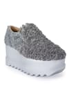 Buy_Anaar_Grey Frills And Friends Embroidered Sneaker Wedges _Online_at_Aza_Fashions