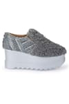 Shop_Anaar_Grey Frills And Friends Embroidered Sneaker Wedges _Online_at_Aza_Fashions