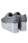 Anaar_Grey Frills And Friends Embroidered Sneaker Wedges _at_Aza_Fashions