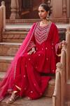 Ajiesh Oberoi_Pink Velvet Embroidered Dori Round Kalidar Kurta Gharara Set _Online_at_Aza_Fashions