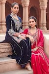 Shop_Ajiesh Oberoi_Pink Cotton Silk Embroidered Dori Notched Kurta Gharara Set _Online_at_Aza_Fashions