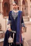 Shop_Ajiesh Oberoi_Blue Organza, Cotton, Silk Embroidery, Gota Patti, Dori Work Kurta Gharara Set _Online_at_Aza_Fashions