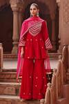 Shop_Ajiesh Oberoi_Pink Velvet Embroidered Dori Round Kalidar Kurta Gharara Set _Online_at_Aza_Fashions
