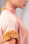 Buy_Seesa_Pink Organza, Silk Embroidery High Neck Sleeve Top _Online_at_Aza_Fashions
