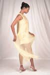 Buy_Seesa_Cream Organza, Silk Embroidery Round Neck Bodice Double Layered Dress _Online_at_Aza_Fashions