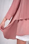 Seesa_Pink Crepe Silk Solid Notched Collar Layered Top _Online_at_Aza_Fashions